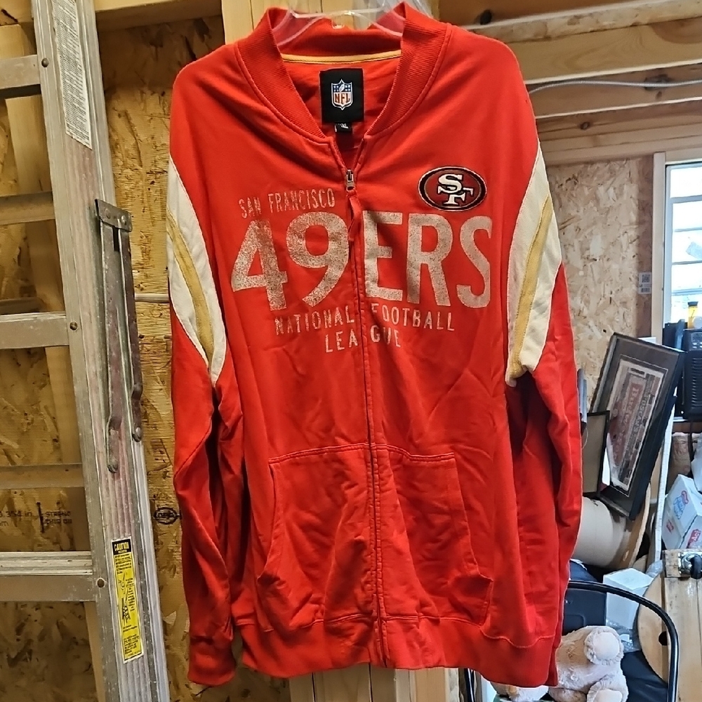 San Francisco 49ers Red Zip-Up Sweatshirt Jacket NFL Brand Mens Size XXL